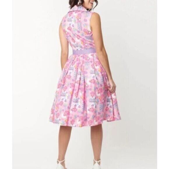 Unique Vintage x Care Bears Dress Size Medium 6/8 Pink 50s Style‎ Belt - Picture 2 of 11